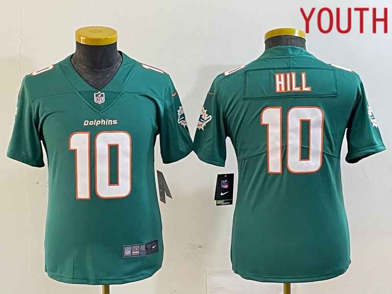 Youth Miami Dolphins #10 Hill Green 2023 Nike Vapor Limited NFL Jersey style 1